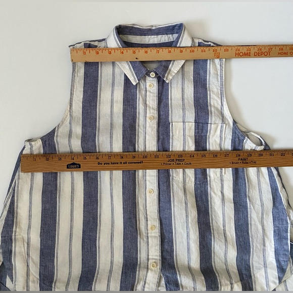 Madewell Linen/ Cotton Tops Striped Sleeveless Shirt women’s size L - Picture 9 of 13
